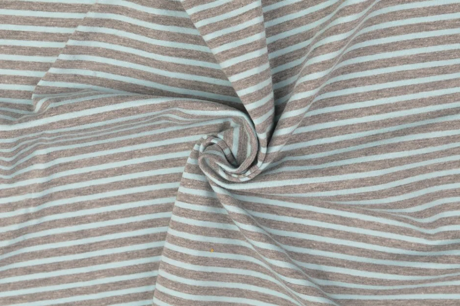 Baumwolljersey in Mint/Graumelange, Meterware im Detail