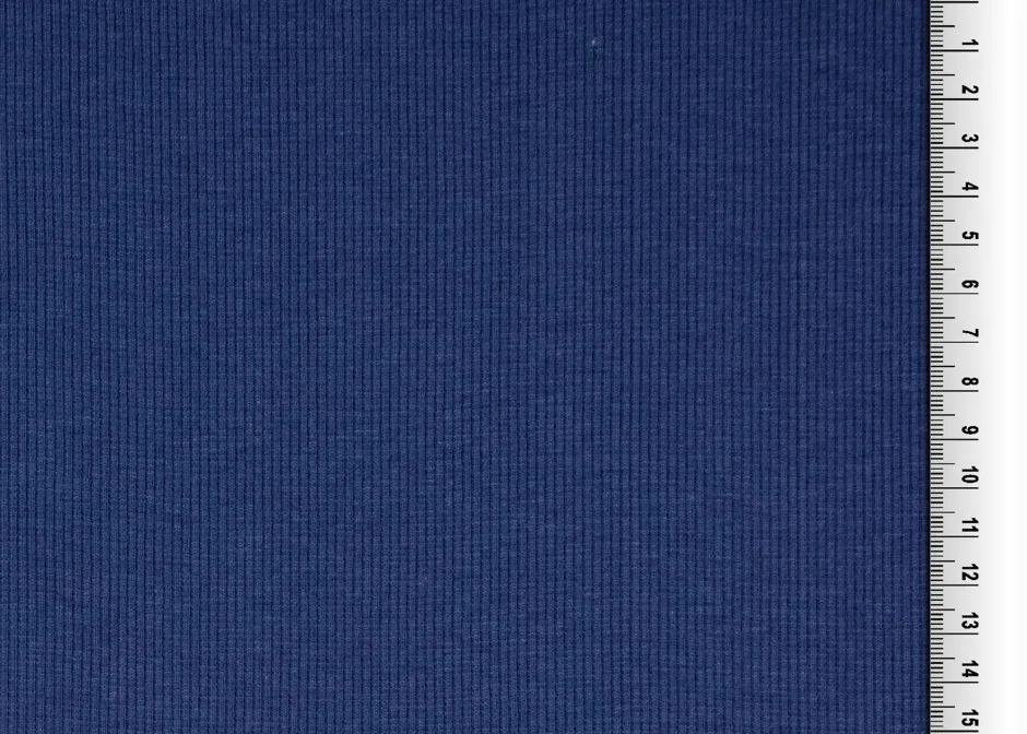 Bündchen Feinripp in Jeansblau, Stoff im Detail