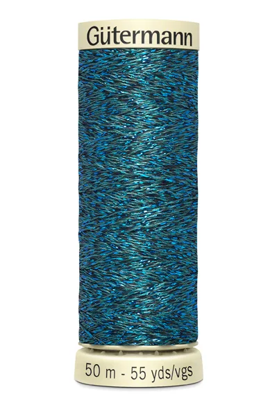 Spule Gütermann Metallic Effektgarn in Petrolblau, Farbcode 483