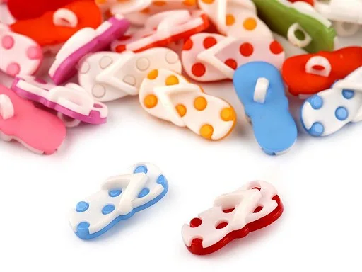 Kunststoffknopf Flip-Flop-Form vers. Farben, Nahaufnahme