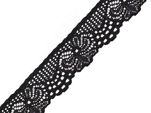 Wäschespitze elastisch in Schwarz, Meterware im Ausschnitt