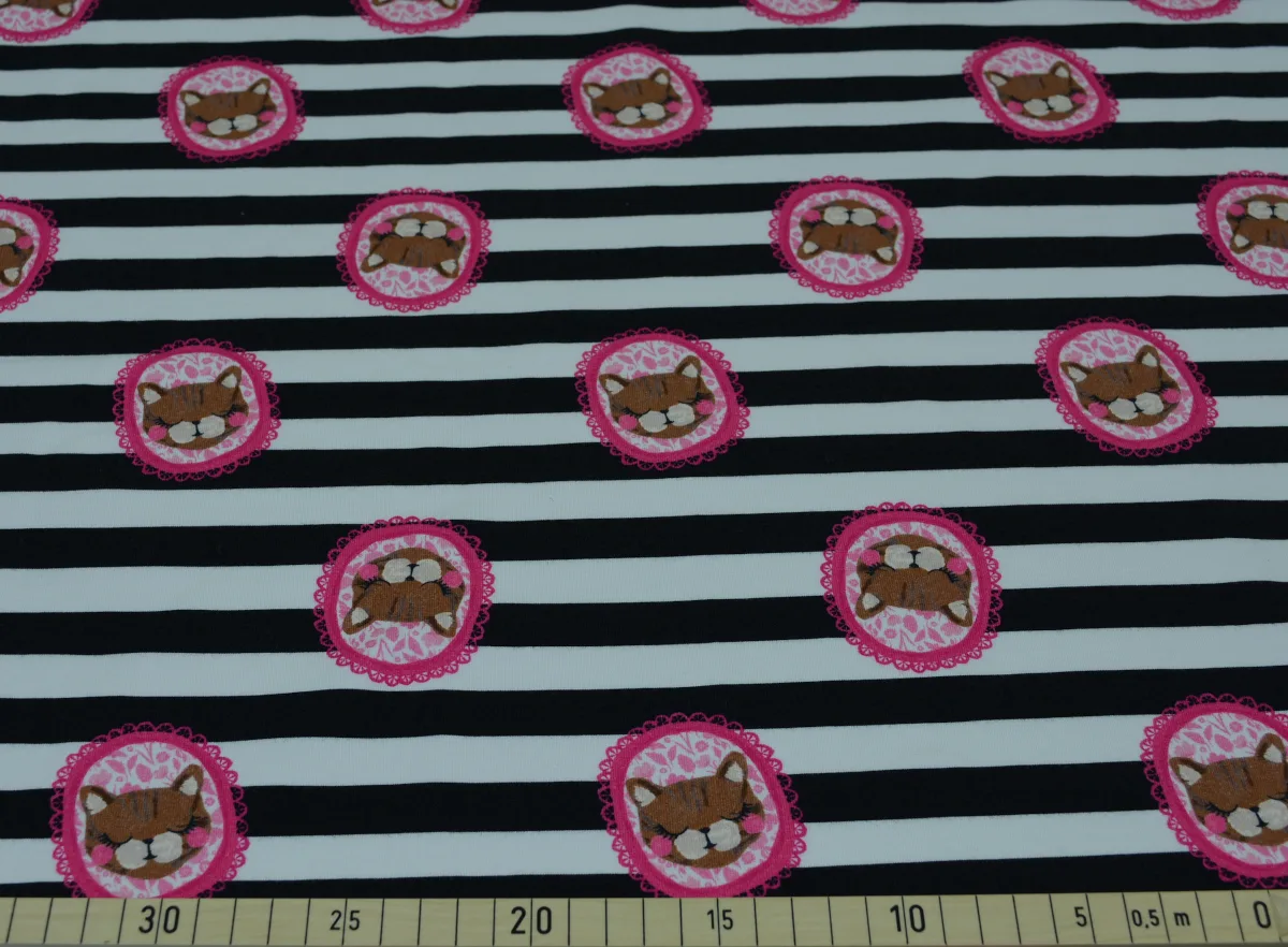 Sommersweat French Terry in Schwarz/Weiß/Pink, Meterware im Detail