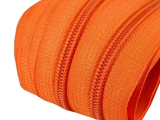 Reißverschluss als Meterware in Orange, spiralförmig, mit 5 mm Spiralbreite