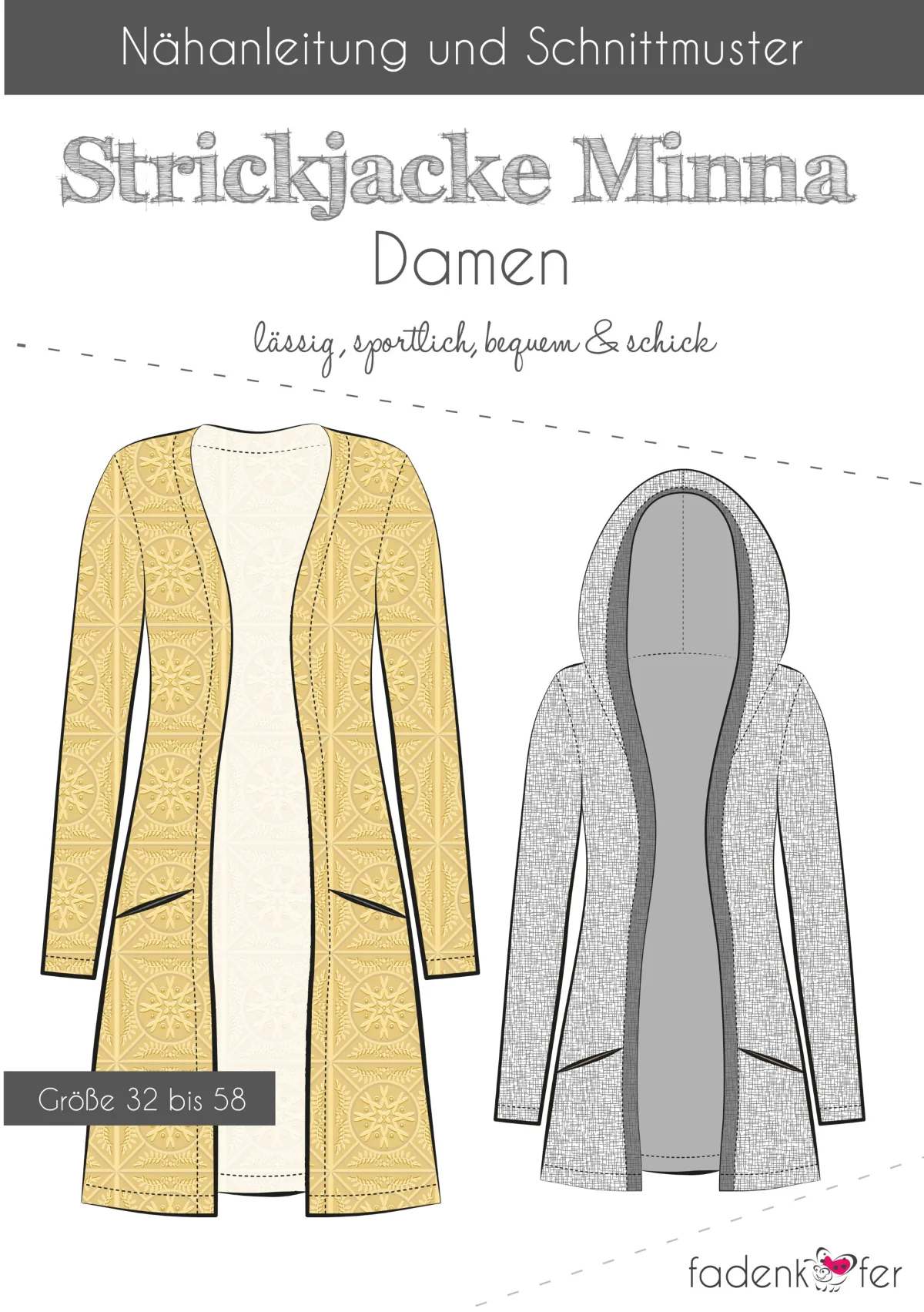 Papierschnittmuster Jacke Minna Damen von Fadenkäfer im Umschlag