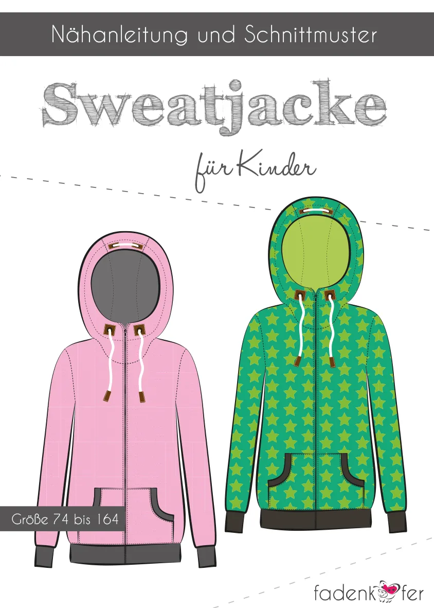Papierschnittmuster Sweatjacke Kinder von Fadenkäfer im Umschlag