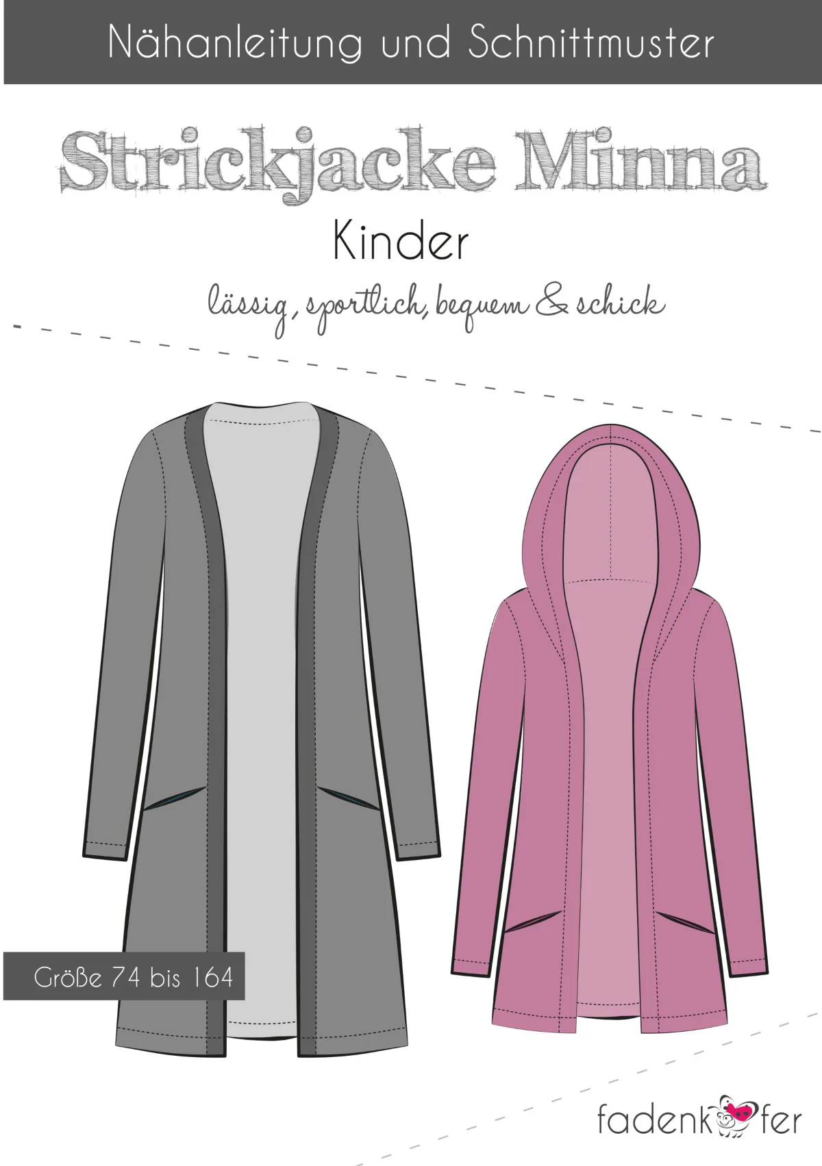 Papierschnittmuster Jacke Minna Kinder von Fadenkäfer im Umschlag