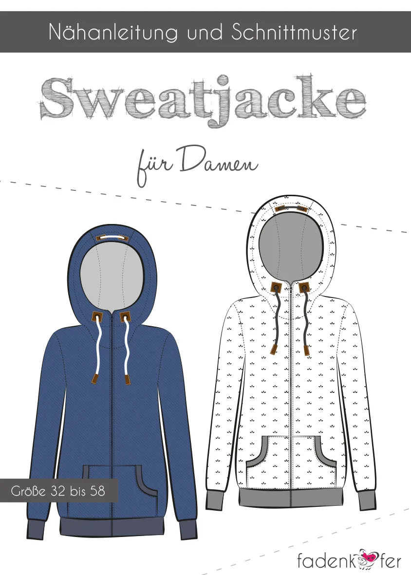 Papierschnittmuster Sweatjacke Damen von Fadenkäfer im Umschlag