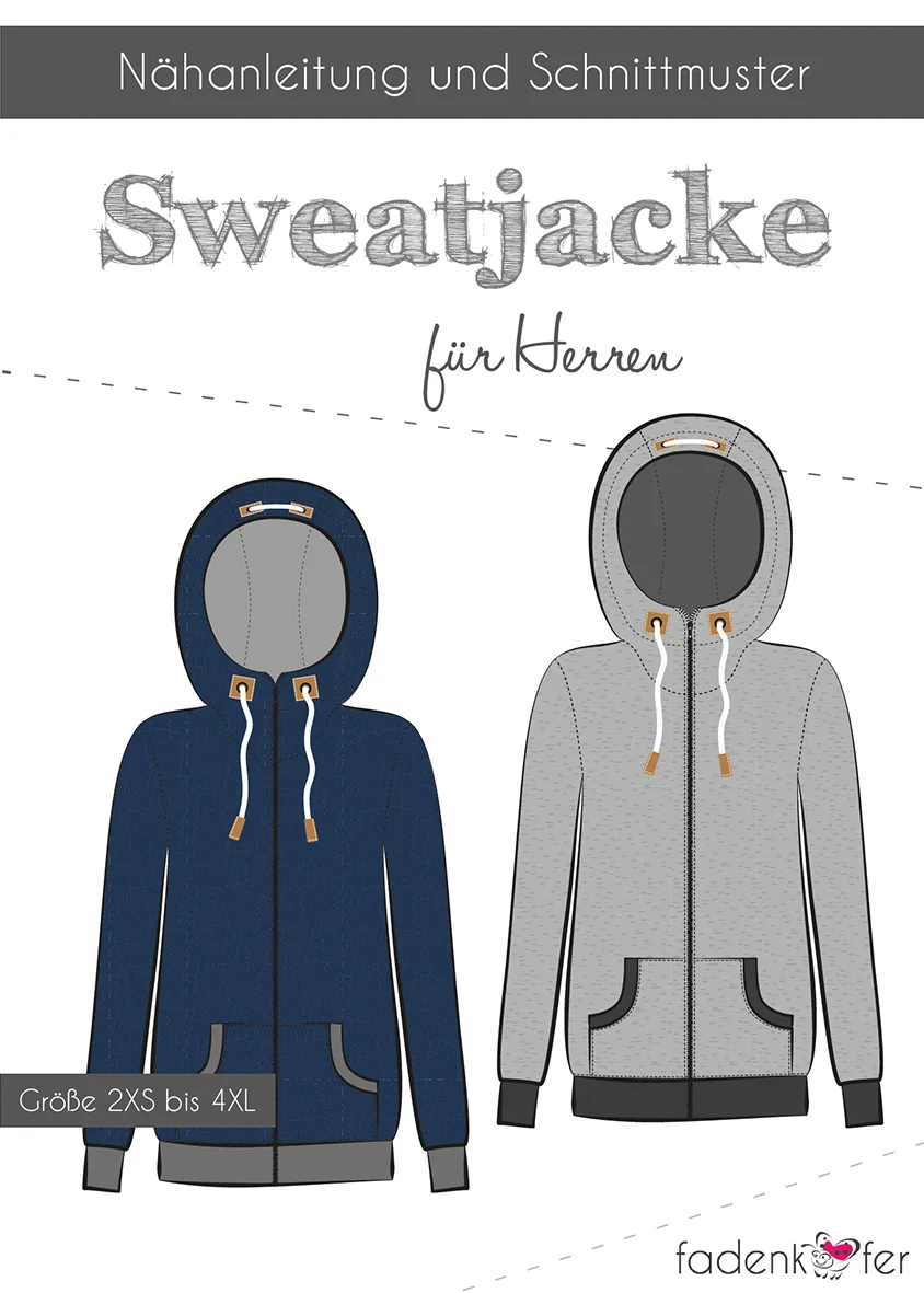 Papierschnittmuster Sweatjacke Herren von Fadenkäfer im Umschlag