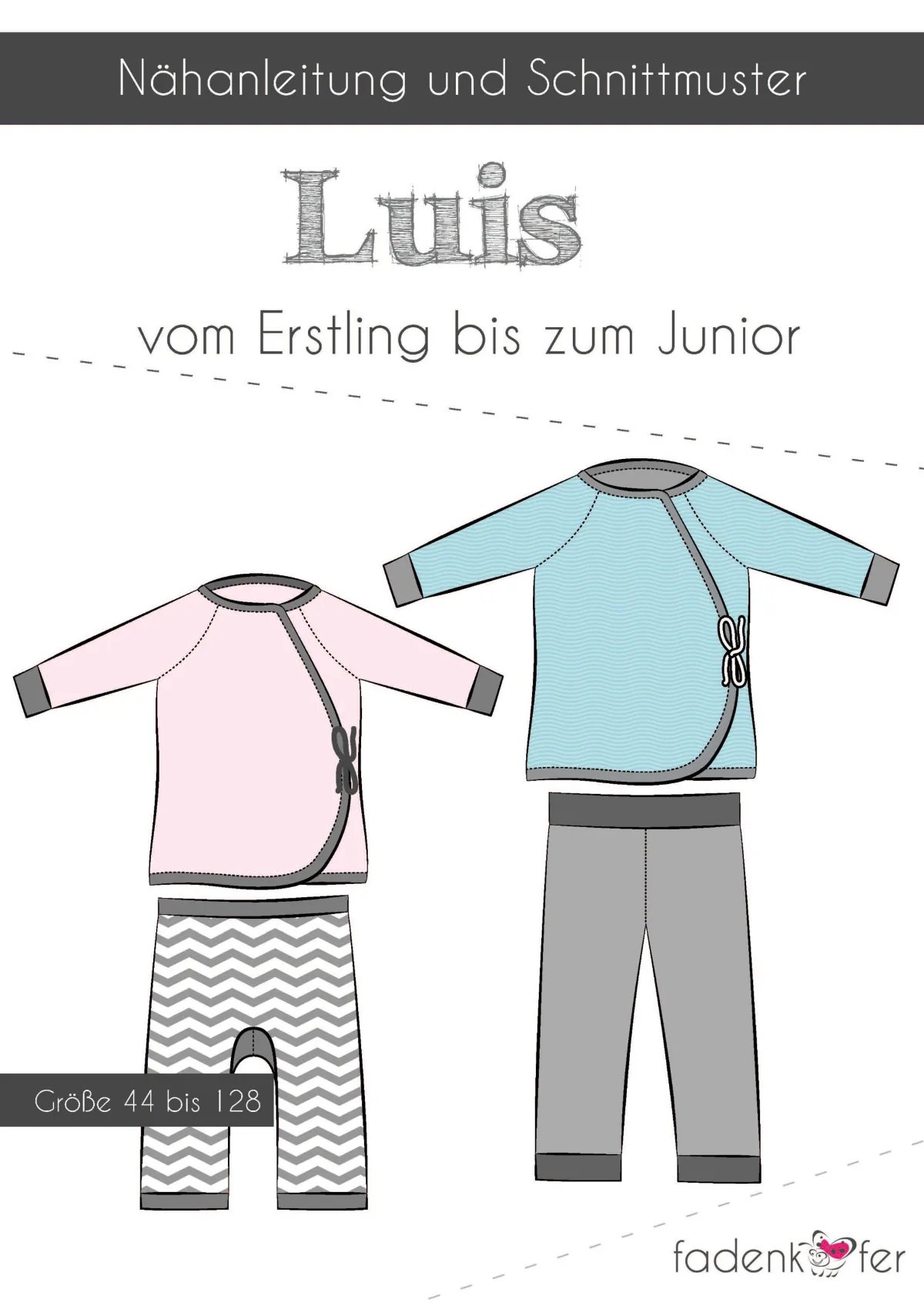 Papierschnittmuster Erstlingsset Luis von Fadenkäfer im Umschlag