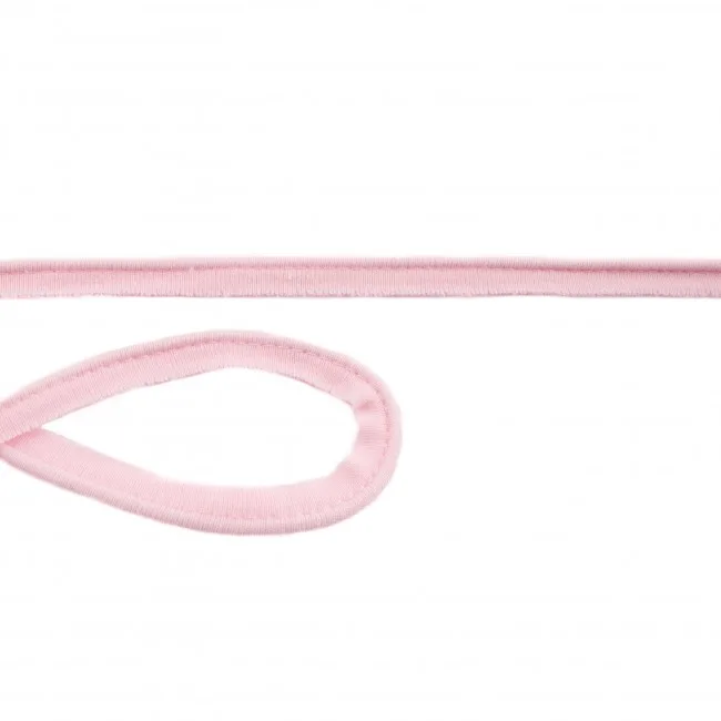 Baumwoll Jersey Paspelband in Babyrosa, Meterware im Ausschnitt