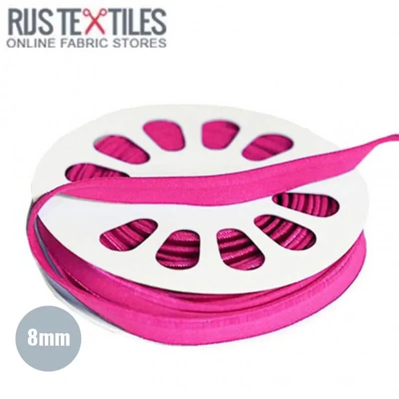 elastisches Glanz-Paspelband in Pink, Meterware im Ausschnitt