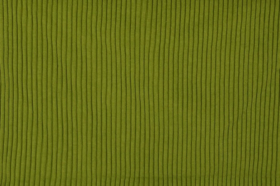 Bündchen Grobripp Grobstrick in Moosgrün, Meterware im Detail