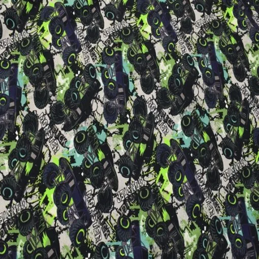 Baumwolljersey in Schwarz/Grün, Meterware im Detail