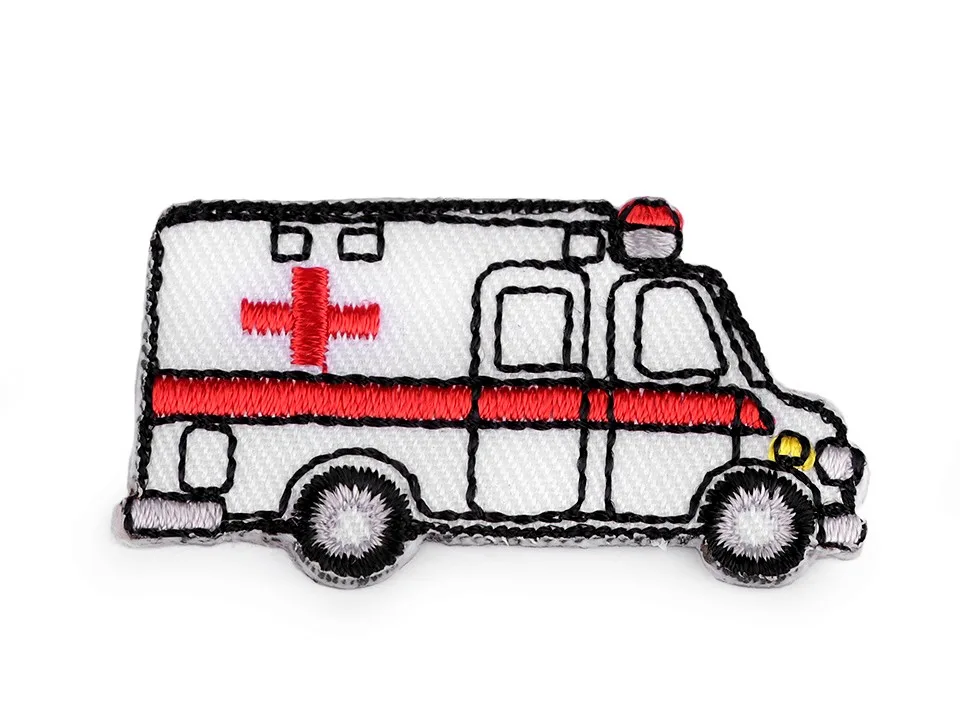 Aufbügler Krankenwagen Weiß, Motiv in der Ansicht