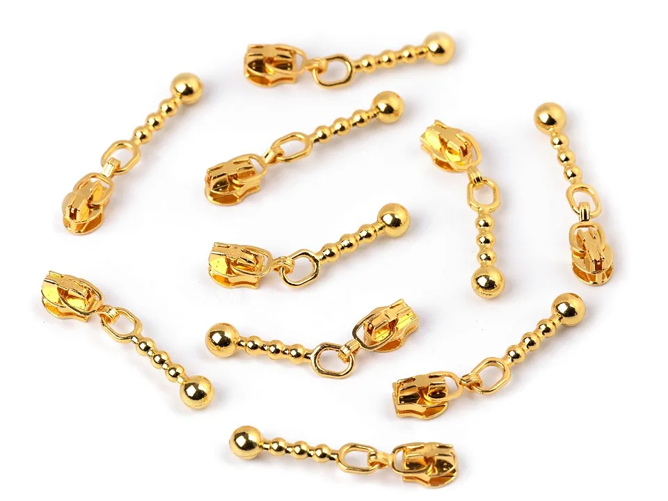 Zipper Schieber in Gold für spiralförmige Reißverschlüsse, 3 mm Spiralbreite