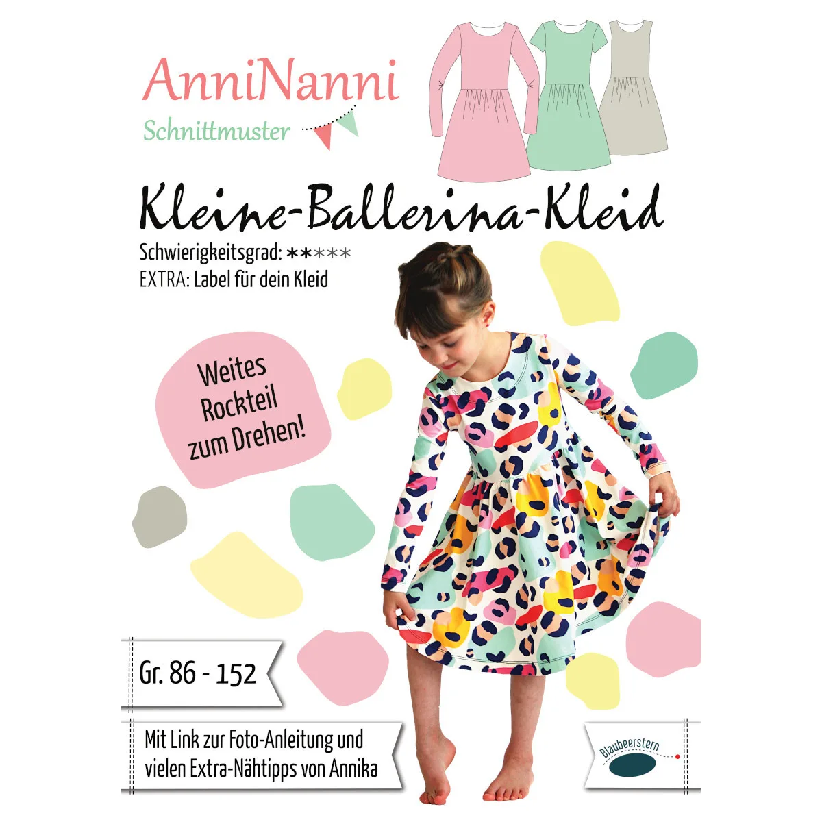 Schnittmuster Kleine-Ballerina-Kleid AnniNanni by, Titelbild des Schnitts
