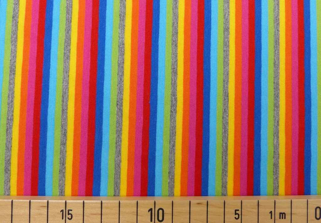 Baumwolljersey Streifen in Bunt, Meterware im Detail