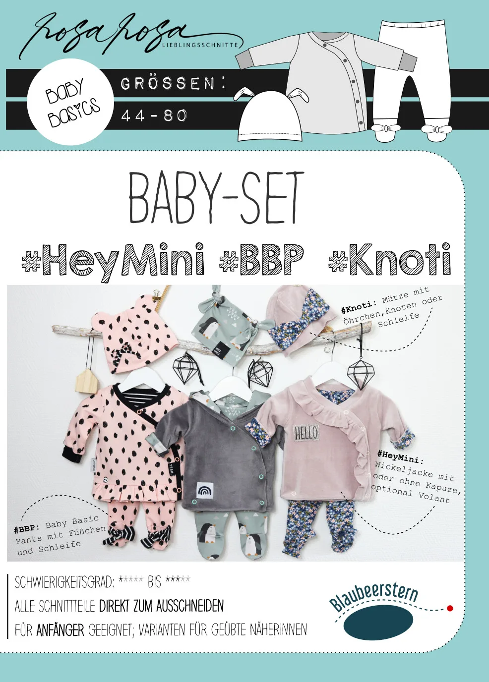 Schnittmuster Babyset von Blaubeerstern, Titelbild des Schnitts