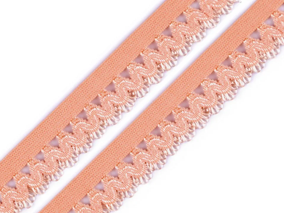 Wäschegummi verziert in Lachs, Meterware im Ausschnitt