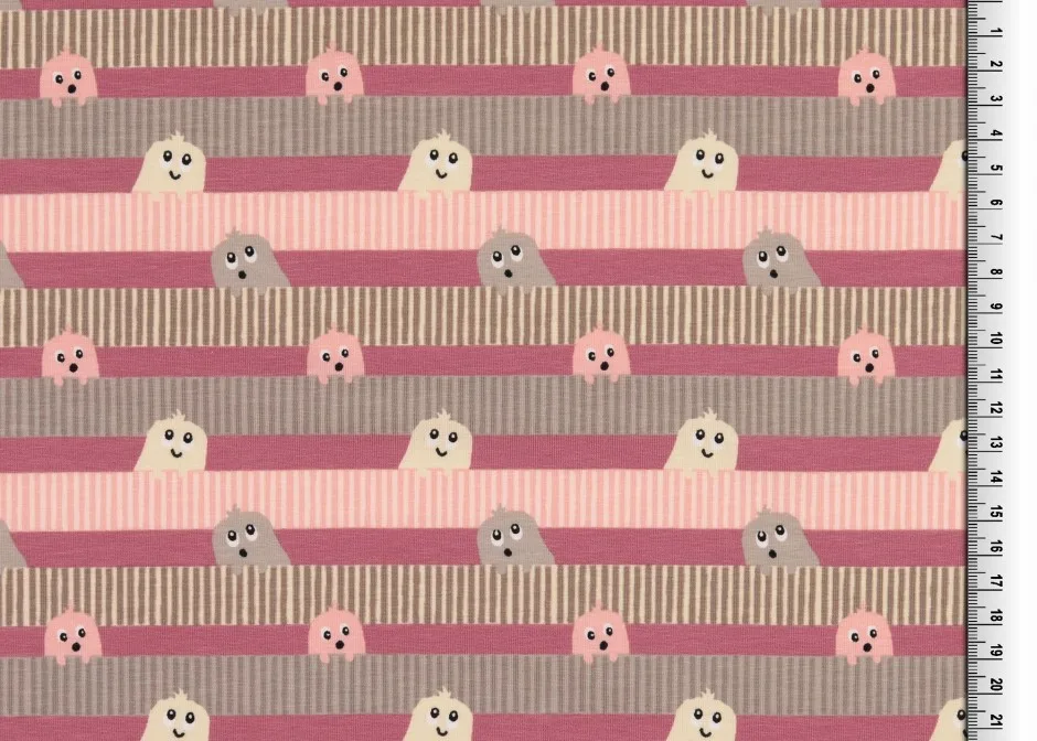Baumwolljersey Streifen in Rosa, Meterware im Detail