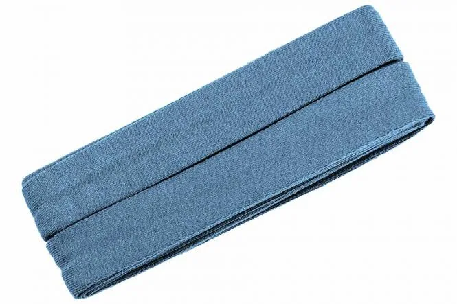 Jersey Schrägband gefalzt in Jeansblau, Coupon mit 3 m Länge