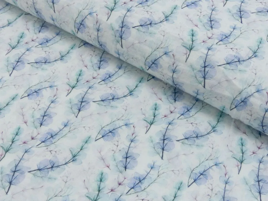 Musselin Blüten in Mint, Meterware im Detail