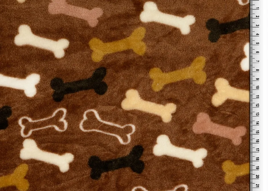 Fleece (Polar/Antipilling) Tiermotive in Braun, Meterware im Detail