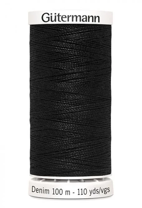 Spule Gütermann Denim Jeansnähgarn in Schwarz, Nummer 1000