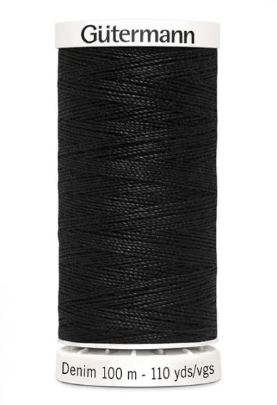Spule Gütermann Denim Jeansnähgarn in Schwarz, Nummer 1000