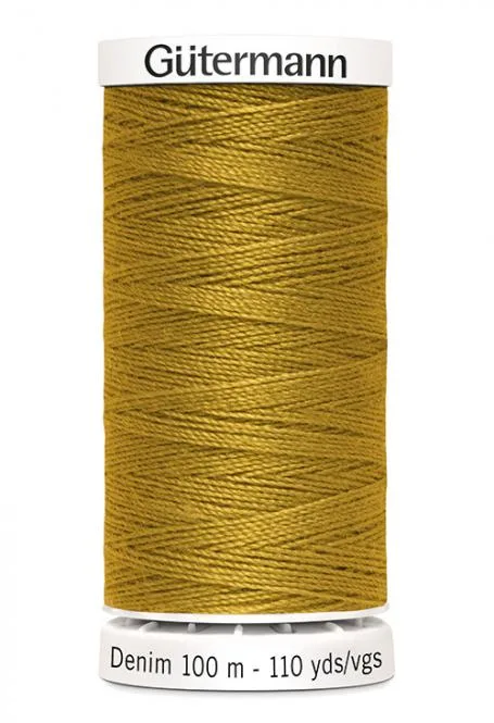 Spule Gütermann Denim Jeansnähgarn in Gold, Nummer 1970