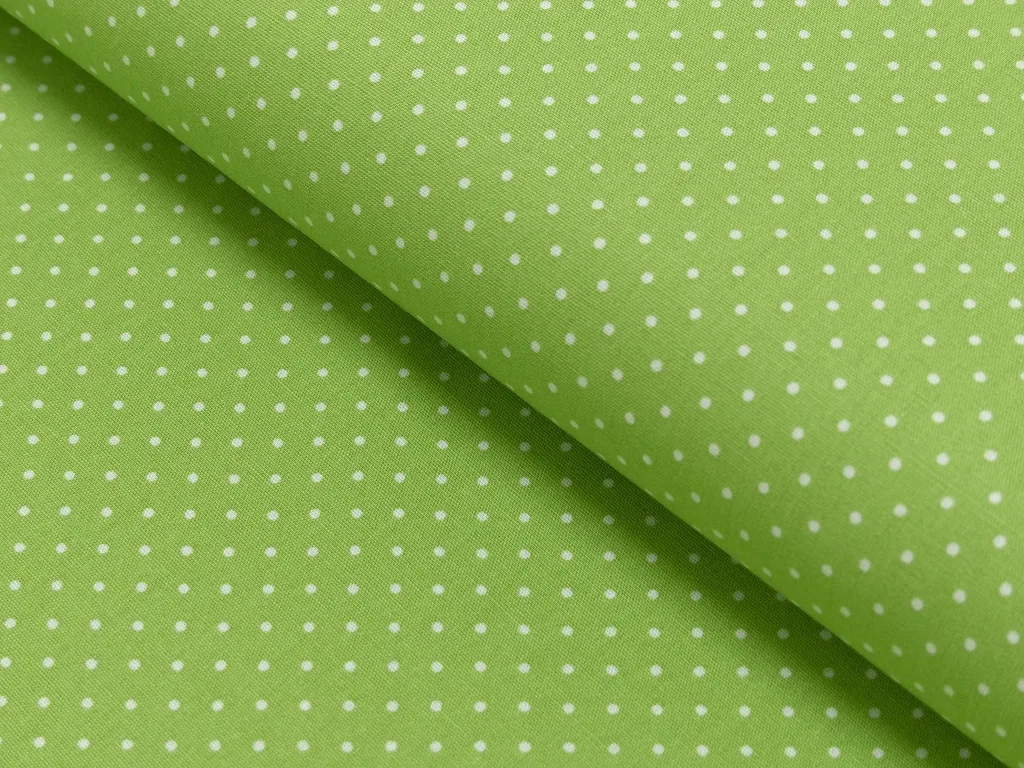 Baumwollwebware / Popeline in Limegrün/Weiß, Meterware im Detail