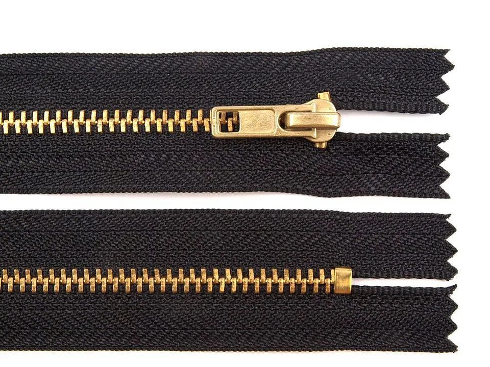Reißverschluss nicht teilbar 18 cm in Schwarz, Metall Messing 4 mm