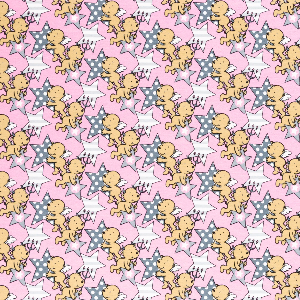 Baumwolljersey Sterne in Rosa, Meterware im Detail
