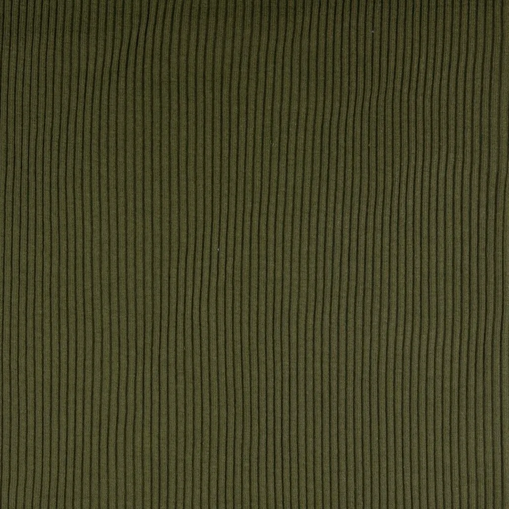 Bündchen Grobripp Grobstrick in Oliv, Meterware im Detail