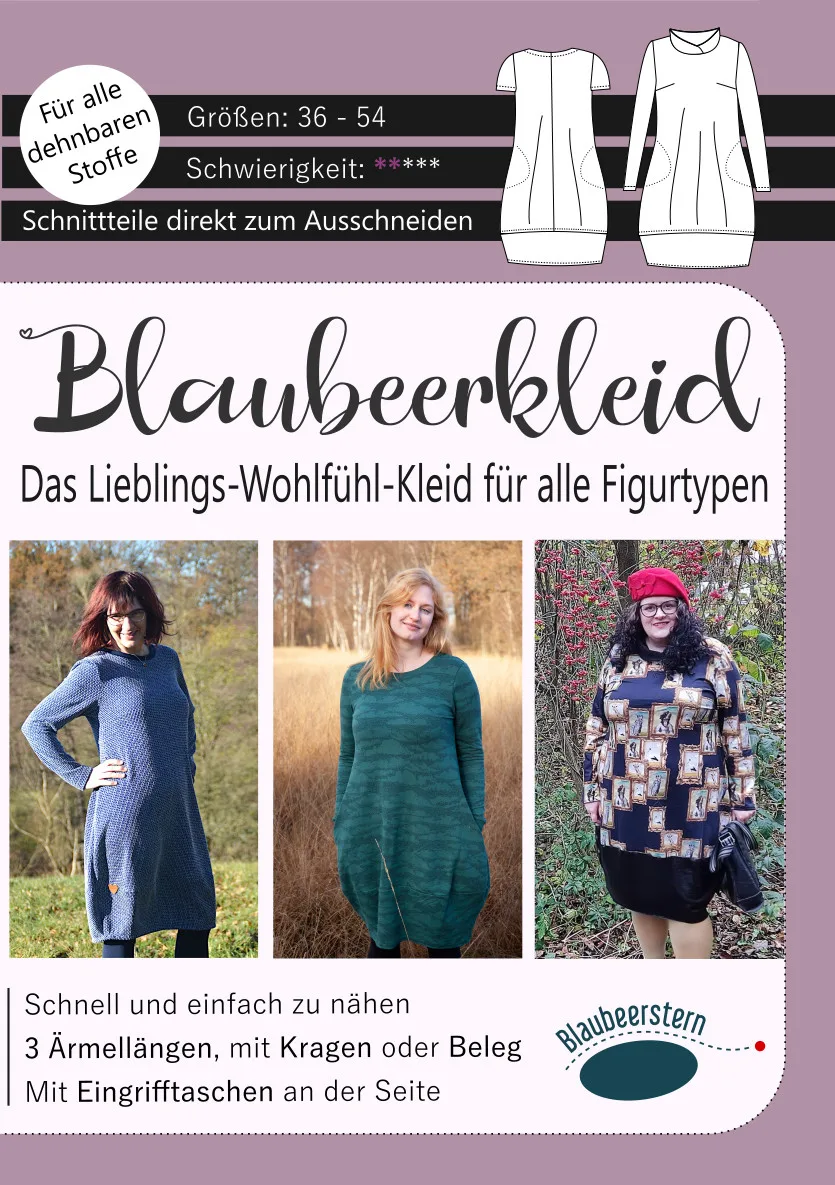 Schnittmuster Blaubeerkleid von Blaubeerstern, Titelbild des Schnitts