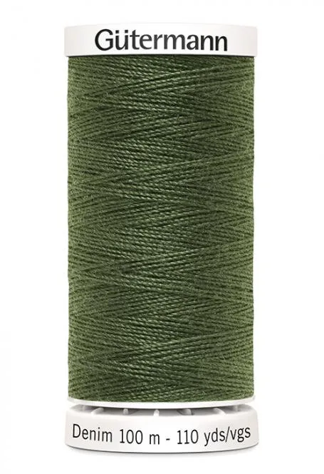 Spule Gütermann Denim Jeansnähgarn in Oliv, Nummer 9250