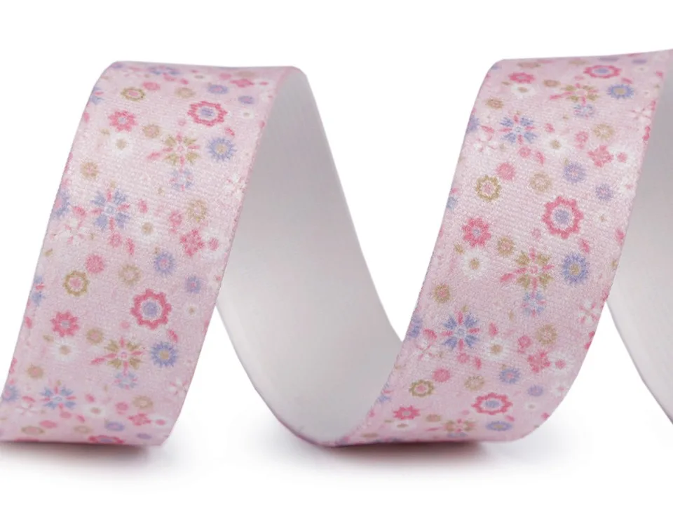 Gummiband mit Aufdruck in Rosa, Meterware im Ausschnitt