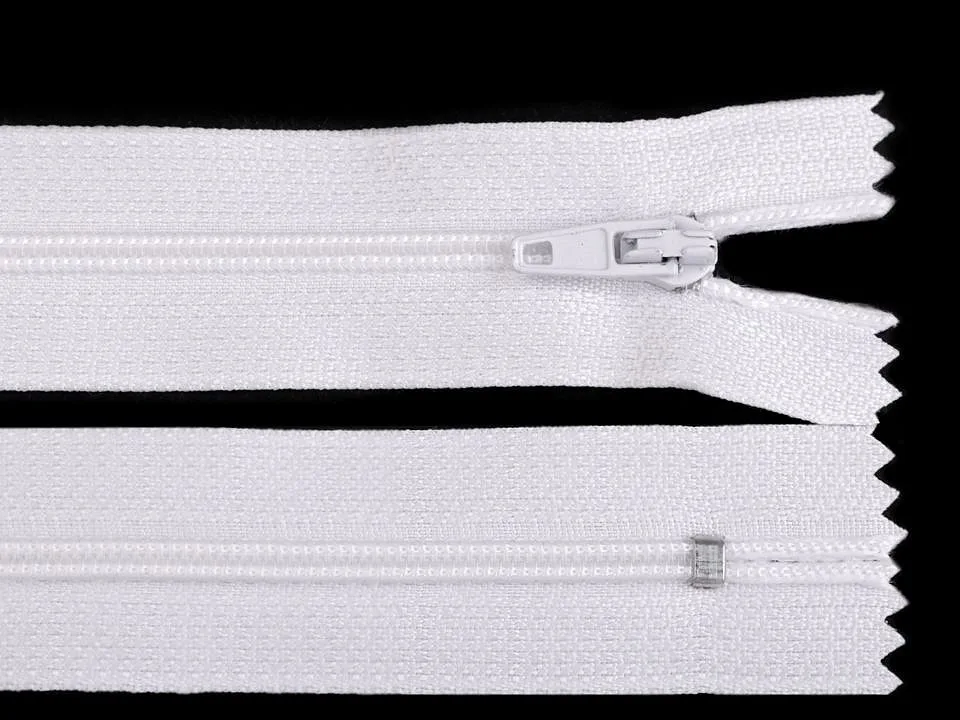 Reißverschluss nicht teilbar 12 cm in Weiß, Spirale 3 mm