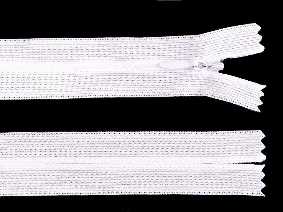 Nahtverdeckter Reißverschluss 30 cm in Weiß, Spirale 3 mm