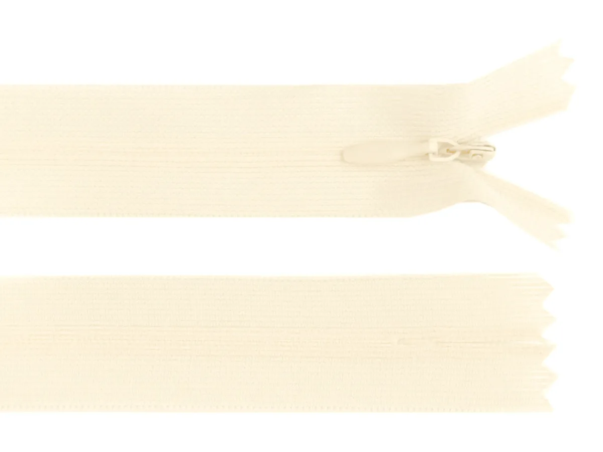 Nahtverdeckter Reißverschluss 30 cm in Creme, Spirale 3 mm