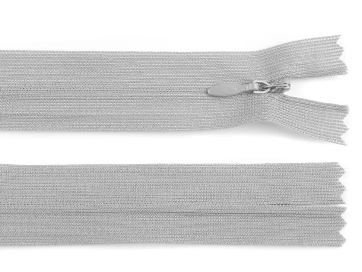 Nahtverdeckter Reißverschluss 30 cm in Beigegrau, Spirale 3 mm