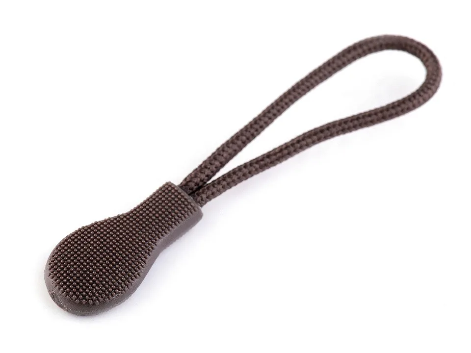 Zipper Schlaufe/ Reißverschlussanhänger Schokobraun, Nahaufnahme