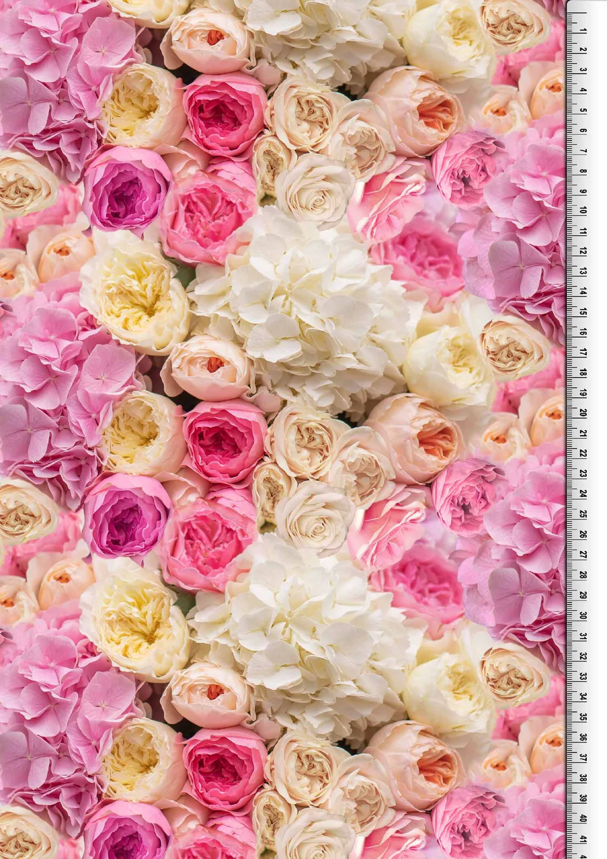 Baumwolljersey Blüten in Rosa, Meterware im Detail