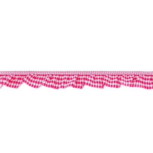 Elastisches Karorüschenband Pink, Meterware im Ausschnitt