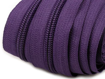 Reißverschluss als Meterware in Lila, spiralförmig, mit 5 mm Spiralbreite