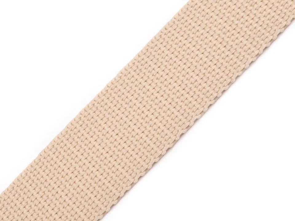 Gurtband Uni in Natur, 30 mm breit, Meterware im Ausschnitt