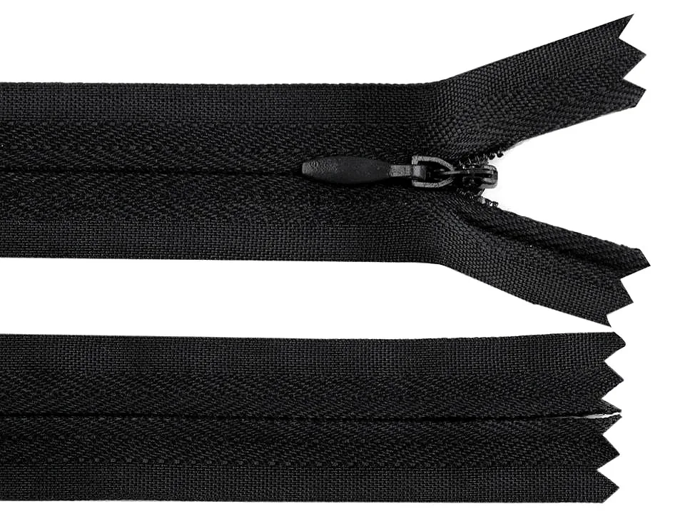 Nahtverdeckter Reißverschluss 50 cm in Schwarz, Spirale 3 mm