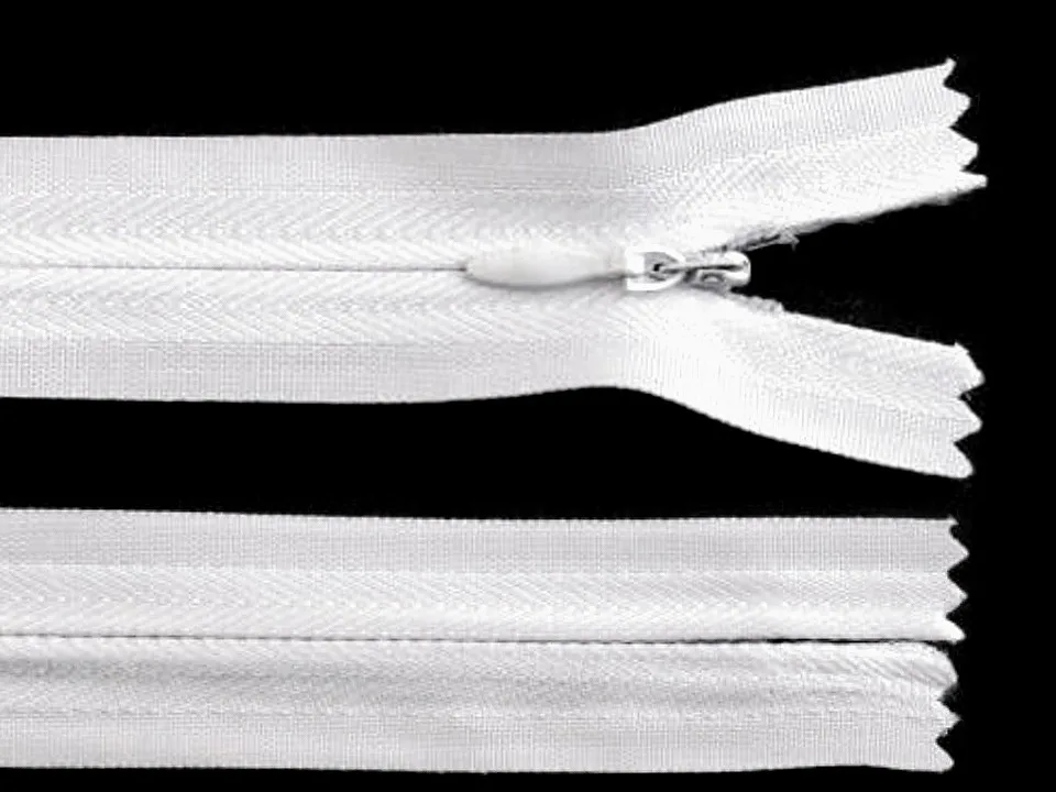 Nahtverdeckter Reißverschluss 40 cm in Weiß, Spirale 3 mm