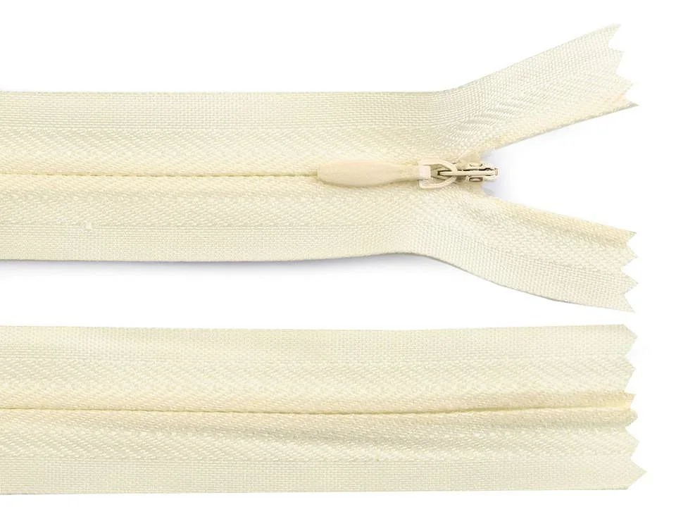 Nahtverdeckter Reißverschluss 35 cm in Creme, Spirale 3 mm
