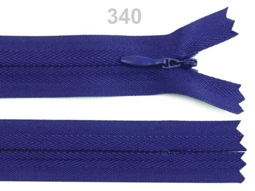 Nahtverdeckter Reißverschluss 30 cm in Mittelblau, Spirale 3 mm